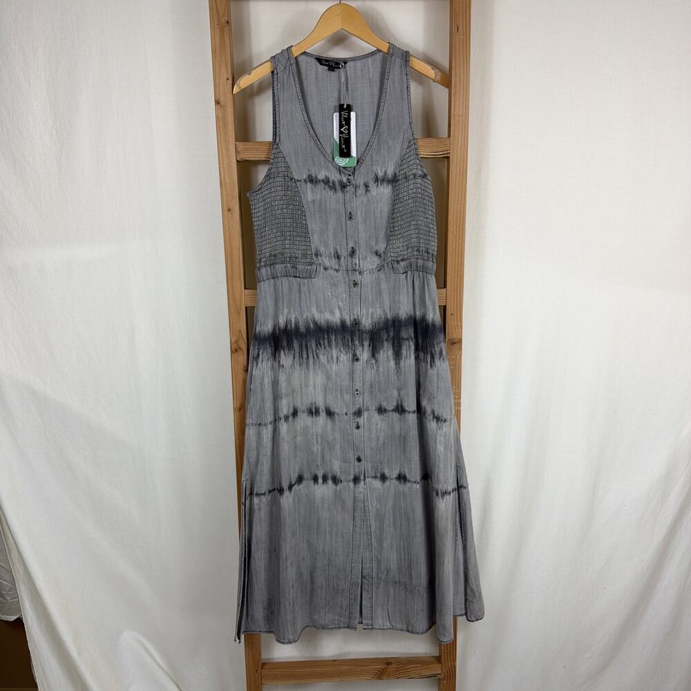 NWT Velvet Heart Gray Tie Dye Sleeveless Dress Size Medium Tencel SZ SMALL